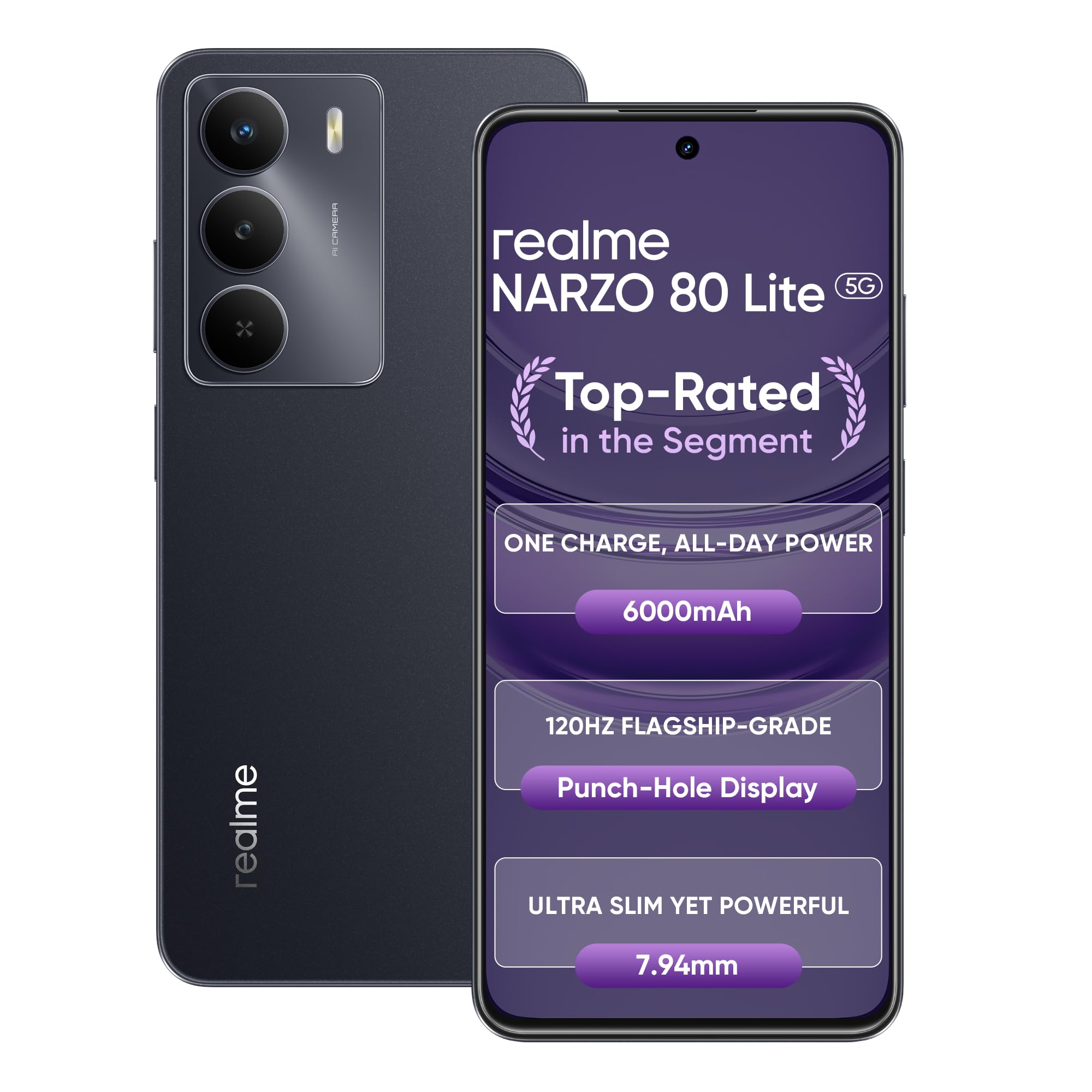 realme Narzo 80 Lite 5G unlocked (Onyx Black, 128 GB)  (6 GB RAM)