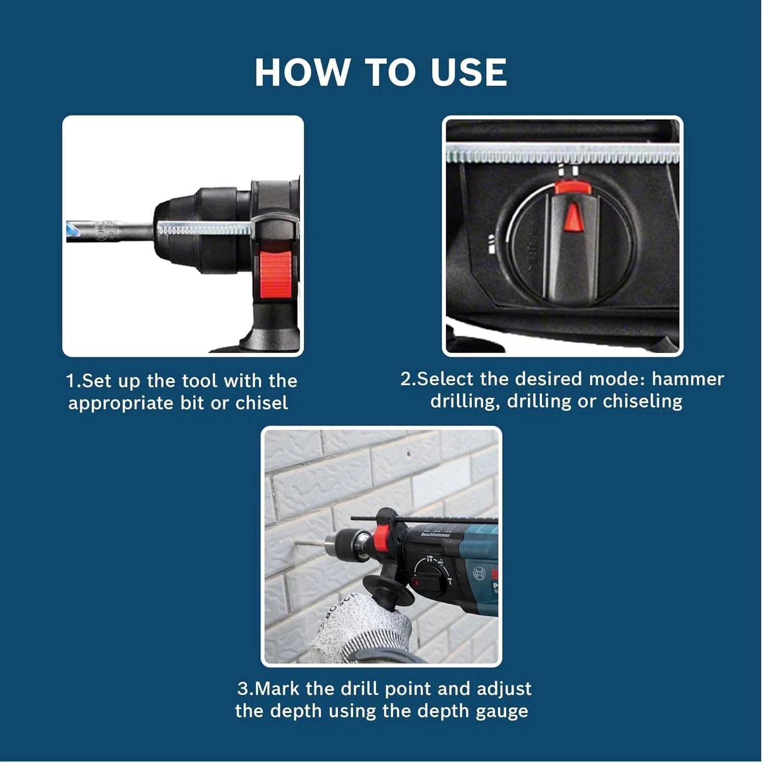 BOSCH GBH 220 Corded Electric Rotary Hammer with SDS Plus, 720 W, 2 J, 2.3 Kg