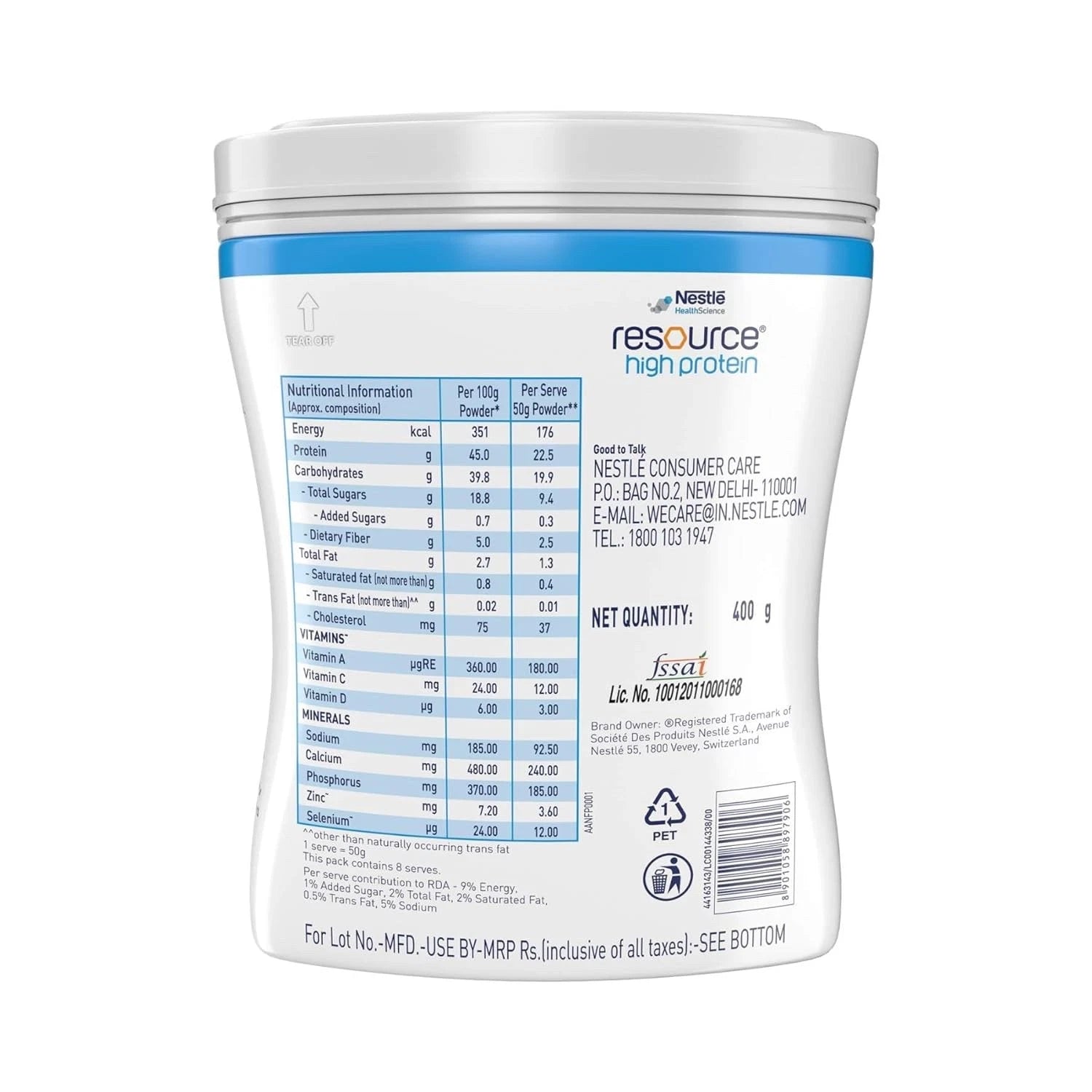 4 X Nestle Health Science, Resource High Protein - 400 g Vanilla Flavour