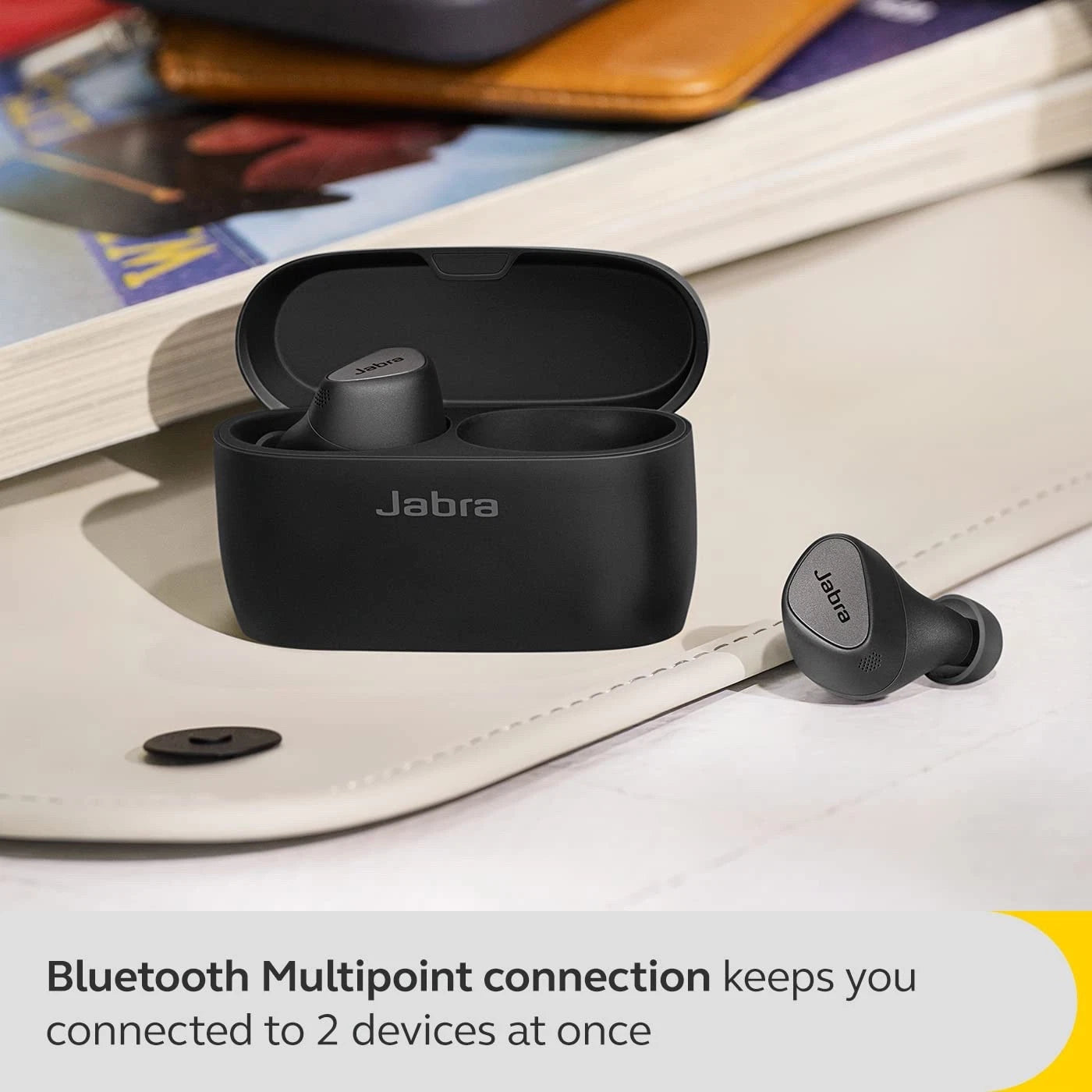 Open Box Jabra Elite 5 True Wireless in Ear Bluetooth Earbuds with ANC- Titanium Black