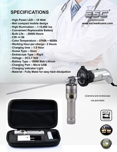 Portable Endoscopy Light Source for ENT Endoscope