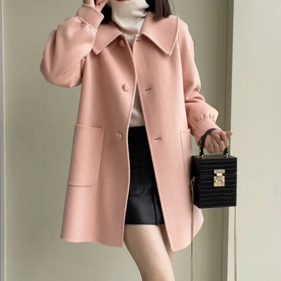 Tcraft Womens Stylish Casual Doll-Neck Wool Coat
