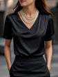 Summer Solid Color Pendant Small V-neck Short-sleeved Shirt Comfortable All-matching