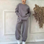 Women's Autumn And Winter Casual Loose Round Neck Long-sleeved Sweater Trousers Suit