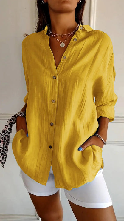 Lapel Long Sleeve Shirt Women&