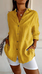 Lapel Long Sleeve Shirt Women&