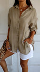 Lapel Long Sleeve Shirt Women&
