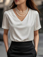 Summer Solid Color Pendant Small V-neck Short-sleeved Shirt Comfortable All-matching