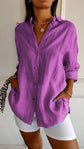 Lapel Long Sleeve Shirt Women&