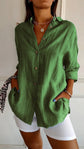 Lapel Long Sleeve Shirt Women&