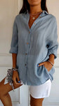 Lapel Long Sleeve Shirt Women&