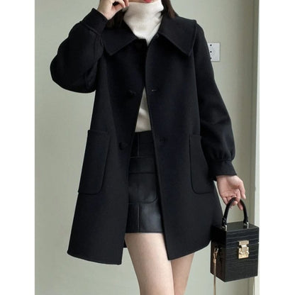Tcraft Womens Stylish Casual Doll-Neck Wool Coat