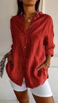 Lapel Long Sleeve Shirt Women&