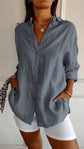 Lapel Long Sleeve Shirt Women&