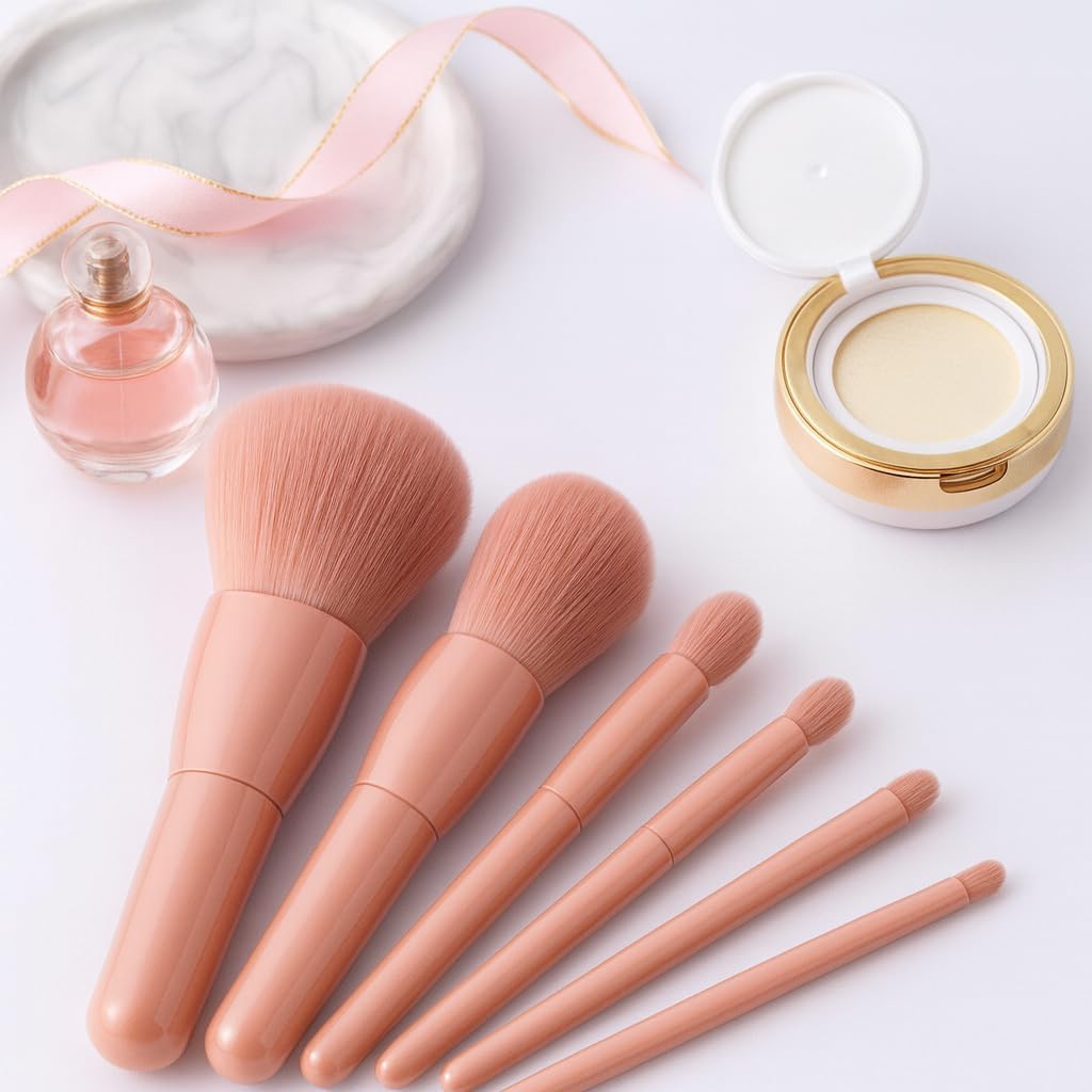 5 X 5-in-1 Mini Makeup Brush Set with Mirror