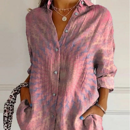 Lapel Long Sleeve Shirt Women&