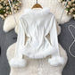 Pure Desire V-neck Stitching Bell Sleeve Slim Slimming And Simple Sweater