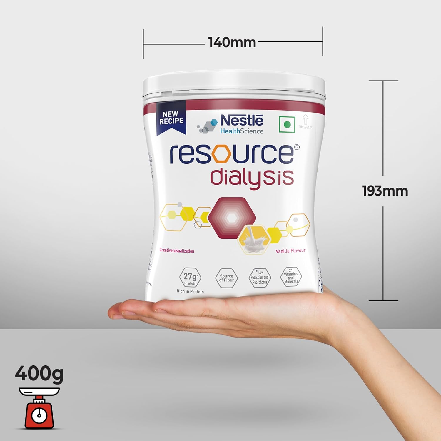 Nestle Health Science,RESOURCE, Dialysis, Food For Dietary Management, Vanilla Flavour, 400g, Pet Ja