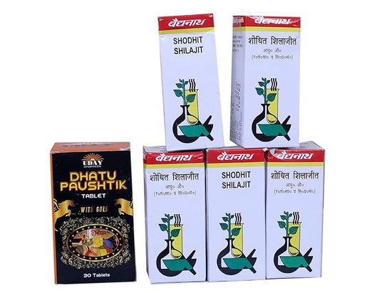Baidyanath Shodhit Shilajit 10 ml With Dhatu Paushtik tablets Pack of 5