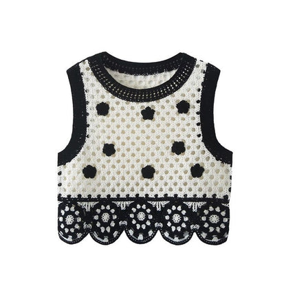 Hollow Knitted Short Inner Knitted Embroidery Sexy Small Sling Vest