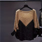 Batwing Sleeve Top, Loose Fit Round Neck Knit Sweater For Spring And Fall