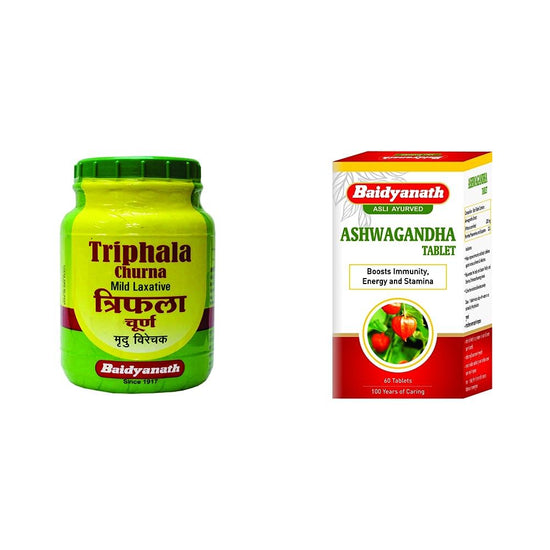 Baidyanath Nagpur Triphala Churna of 500g | Baidyanath Ashwagandha Tablet-60 Tablets