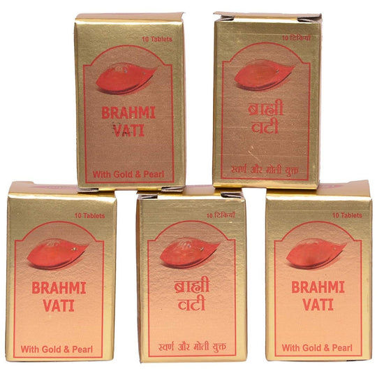 Brahmi Vati(With Gold & Pearl) 10 Tablets Pack Of Five(5)