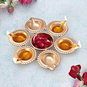 5 X Diya Shape Flower Decorative Urli Bowl