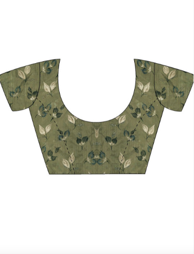 Green floral blouse on a white background