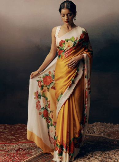 Floral printed design with a solid border