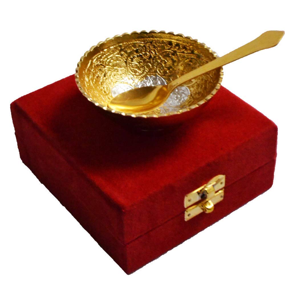 5 X German Silver Gold & Silver Plated Bowl Set – 100 ml