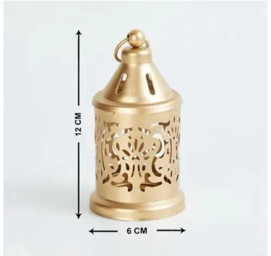 3 X Golden Decorative Lantern | Metal Tea Light Holder