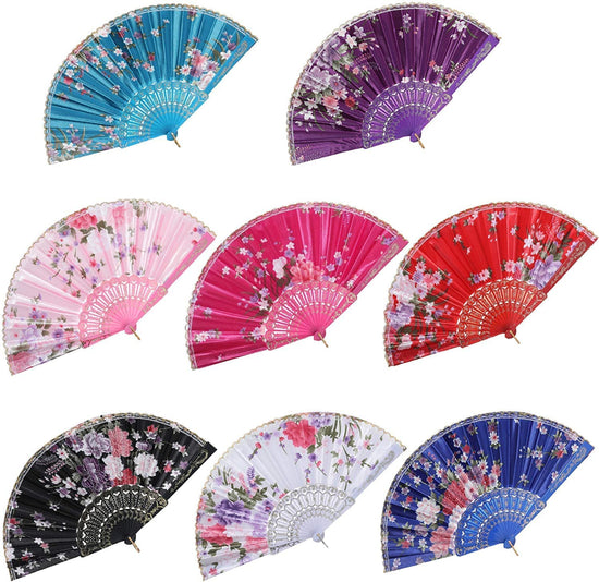 2 X Hand Fan – Silk Sakura Butterfly Printed Japanese Folding Hand Fan