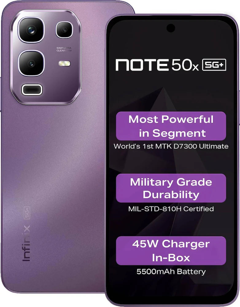 Infinix Note 50x 5G+ 45W Charger In the Box & AI unloclked (Enchanted Purple, 128 GB)  (8 GB RAM)