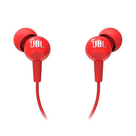 JBL C100SI Wired In Ear Headphones with Mic- Red