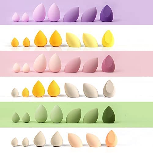 5 X MACPLUS 7‑Piece Multicolour Makeup Sponge Set (4 big + 3 mini, with egg case)
