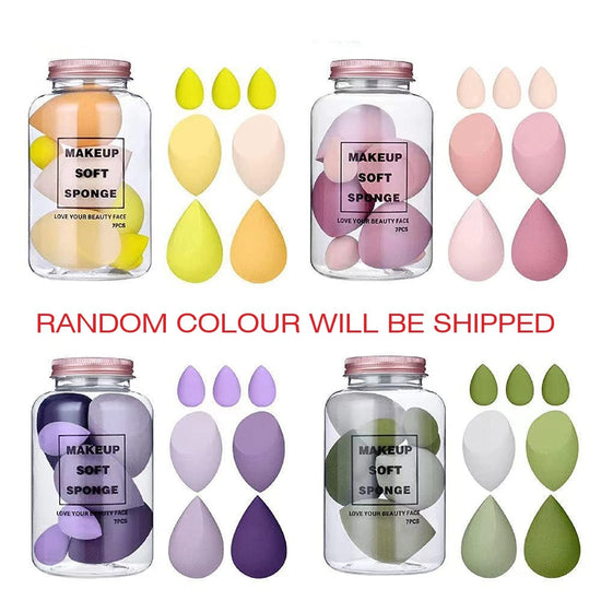 2 X MACPLUS 7‑Piece Multicolour Makeup Sponge Set (4 big + 3 mini, with egg case)
