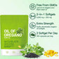 Oil of Oregano supplement package with green background and product details.