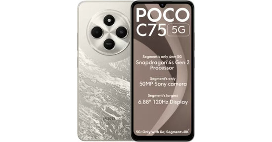 POCO C75 5G débloqué (Silver Stardust, 64 Go) (4 Go de RAM)