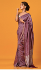 Maroon and silver-toned saree