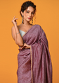 Maroon and silver-toned saree
