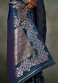 Teal and gold-toned banarasi saree