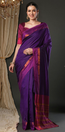 Woven Design Zari Silk Blend Taant Sarees