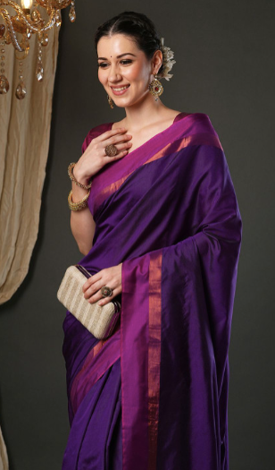 Woven Design Zari Silk Blend Taant Sarees