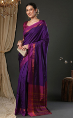 Woven Design Zari Silk Blend Taant Sarees