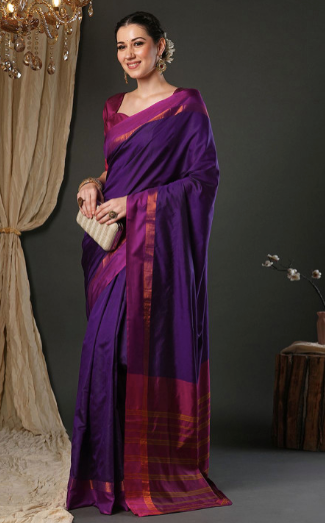 Woven Design Zari Silk Blend Taant Sarees