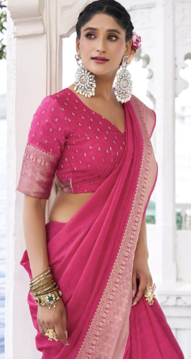 Woven Design Zari Poly Chiffon Saree