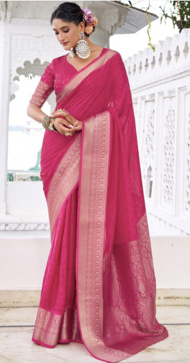 Woven Design Zari Poly Chiffon Saree