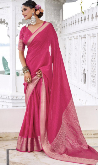 Woven Design Zari Poly Chiffon Saree