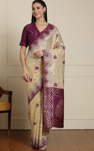 Geometric Woven Design Zari Paithani Saree